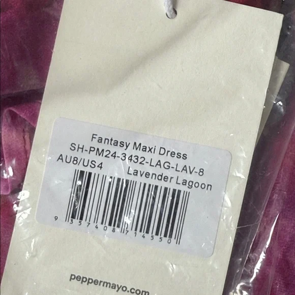 Peppermayo Exclusive Fantasy Maxi Dress‎ Lavender Lagoon Size 4 New With Tags - Picture 7 of 7